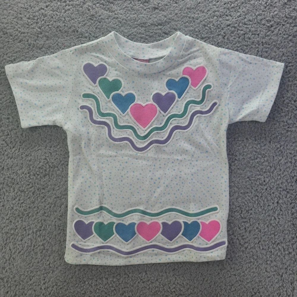 Vintage Bazerker Girls Heart Polka Dot 2 Piece Set Size 6 Made in USA 90s